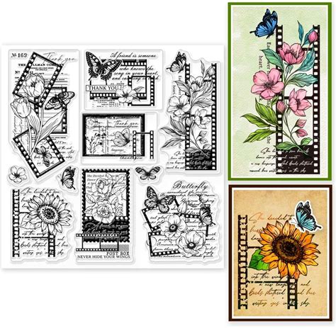 GLOBLELAND Vintage Flower Background Clear Stamps 15x15cm Retro Photo