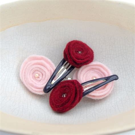 Rose Hair Clips Rose Hair Felt Crafts Rose Hair Clip