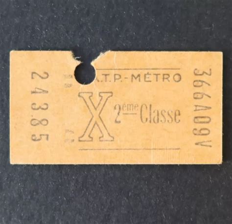 ANCIEN TICKET PARIS Métro 1960 X 2ème classe 24385 Metropolitain 19 EUR