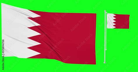 Vidéo Stock Green Screen Hiper Realistic Loop Of Bahrain Two Flags