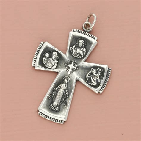 Vintage Sterling Silver Theda Catholic Saint Cross Medal Pendant Grailed