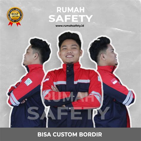 Jual Wearpack Safety Atasan Semi Jaket Dongker Merah Lengan Panjang