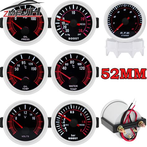 Ad White Black Universal V Auto Car Smoke Lens Boost Gauge Water Temp