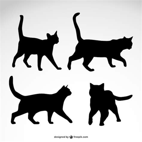 Vector Katten Silhouetten Ontwerp Premium Vector