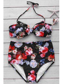 23 OFF 2021 Bowknot Embellished High Waisted Bikini Set In BLACK ZAFUL