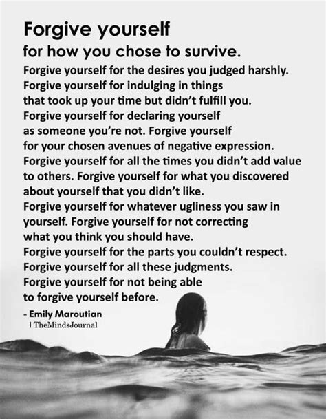 Forgive yourself for how you chose to survive. · MoveMe Quotes