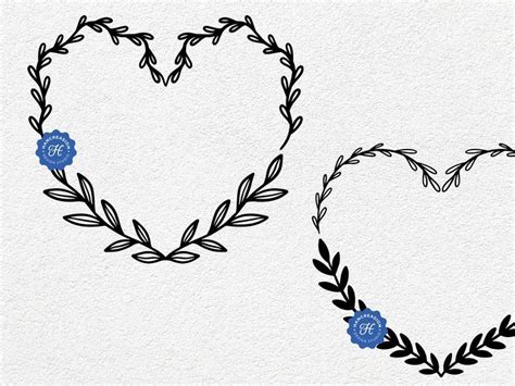 Heart Wreath Svg Bundle Floral Wreath Svg Flourish Svg Border Svg