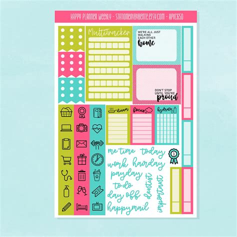 Happy Planner Sticker Kit Bright Fun Sheet Weekly And Etsy