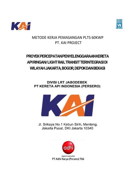 Metode Kerja Pemasangan Lts Pt Kai Project Pdf Pdf Photovoltaics