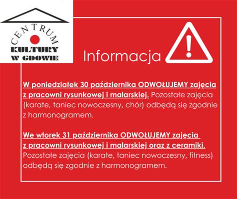 Informacja o organizacji zajęć 30 i 31 października