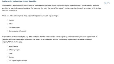 Solved Ch Alternative Explanations Of Wage Disparities Chegg