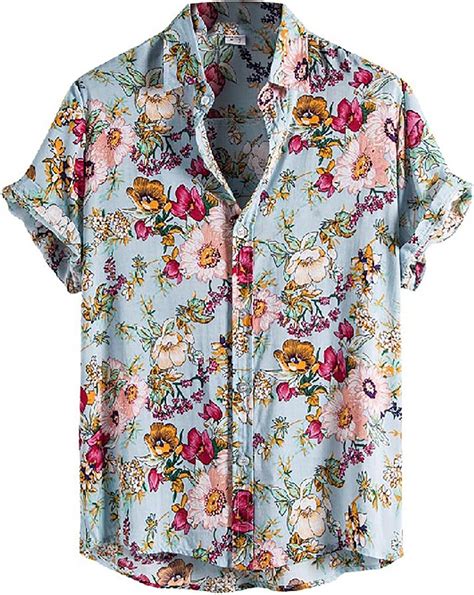 Camicia Hawaiian Stampa 3D Fiore Tropicale Vacanza Estiva Uomo Donna