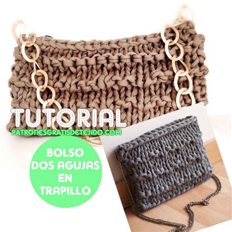 Bolso Tejido En Trapillo Con Dos Agujas Tutorial