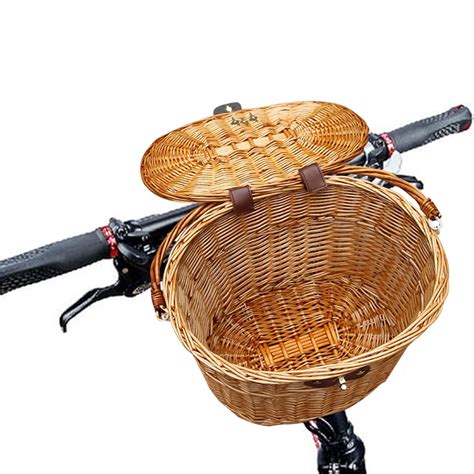 Handlebar Bike Basket with Lid Wicker Front Handlebar Bicycle Basket Bicycle Acc - Walmart.com ...