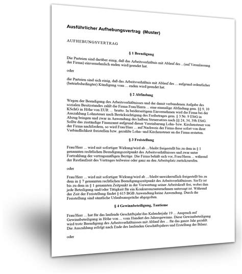 Aufhebung Arbeitsvertrag Vor Antritt Muster Financial Report