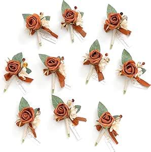 Amazon Ling S Moment Set Of 10 Terracotta Boutonniere For Men For