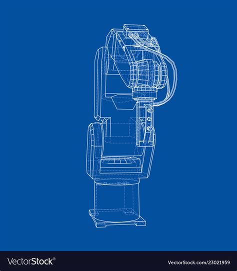 3d Outline Robotic Arm Rendering Of Royalty Free Vector