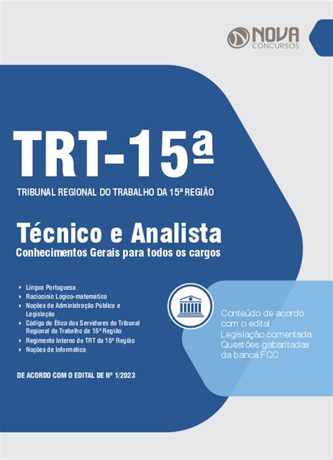 Apostila TRT 15 em PDF Técnico e Analista Conhecimentos Gerais