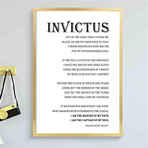 Inspirational Wall Artinvictus Poem Print By William Ernest Henleyinvictus I Am