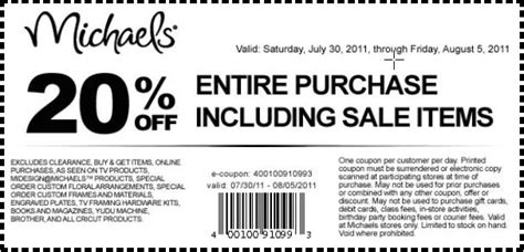 Michaels 20 Off Entire Purchase Including Sale Items Coupon Until