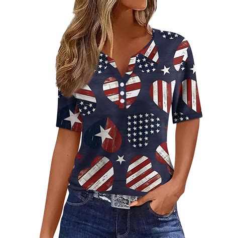 Tqwqt Womens American Flag Shirt 4th Of July T Shirt Loose Patriotic T Shirts Patriotic Summer