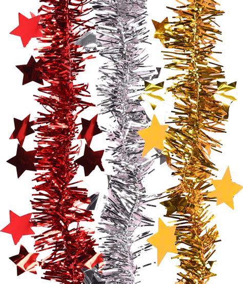 UNVOJL 12M Christmas Star Tinsel Garland Christmas Tinsel Ribbon