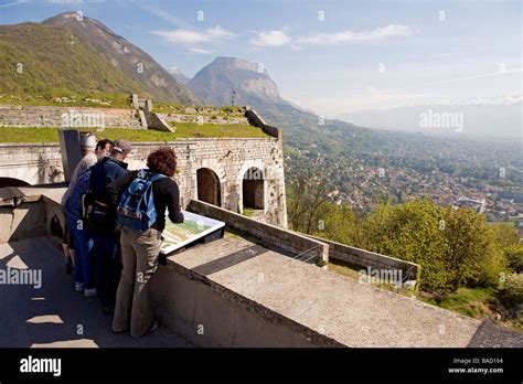 France Isere Grenoble Panorama From The Bastille Fort Stock Photo