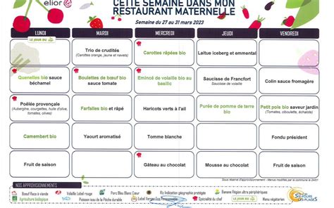 Menus Maternelle Mars Site Officiel De La Mairie De Six Fours