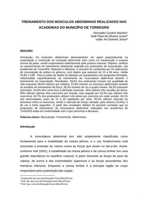 PDF TREINAMENTO DOS MÚSCULOS ABDOMINAIS REALIZADOS ulbratorres