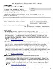 Study Research Appraisal Tool Docx Johns Hopkins Nursing Evidence