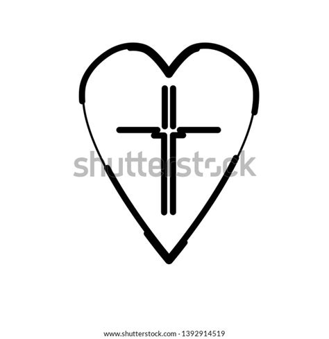 Christian Cross Icon Heart Inside Black Stock Vector Royalty Free