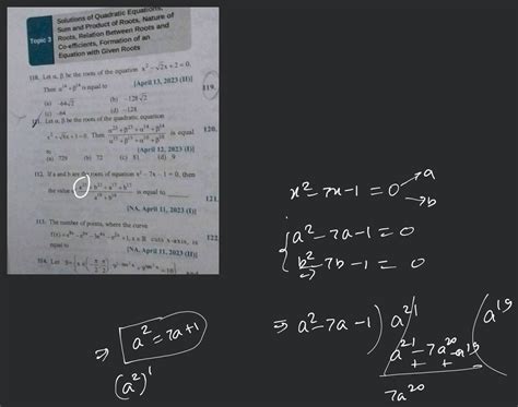 1y Let αβ Be The Roots Of The Quadratic Equation X26 X30 Then α15β