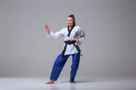 The Karate Girl With Black Belt Stock Photo Image Of Kata Defense