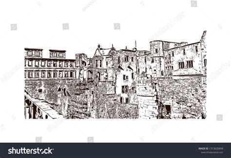 Heidelberg Castle Ruin Germany Landmark Heidelberg Stock Vector