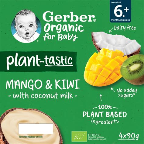 Gerber Organic Plant Tastic Deserek Mango Kiwi Z Musem Kokosowym X G