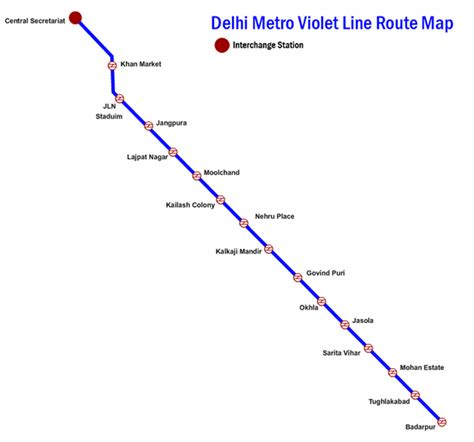 Violet Line Route Map- Delhi Metro Violet Line Map- Violet Line Metro Map