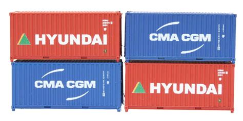 Dapol 2F 028 202 4 Pack Of 20ft Hyundai CMA CGM Containers 1 148