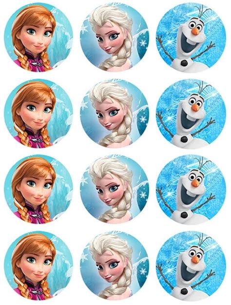 X Frozen Elsa Anna Edible Cupcake Topper Cm Wafer Paper Birthday