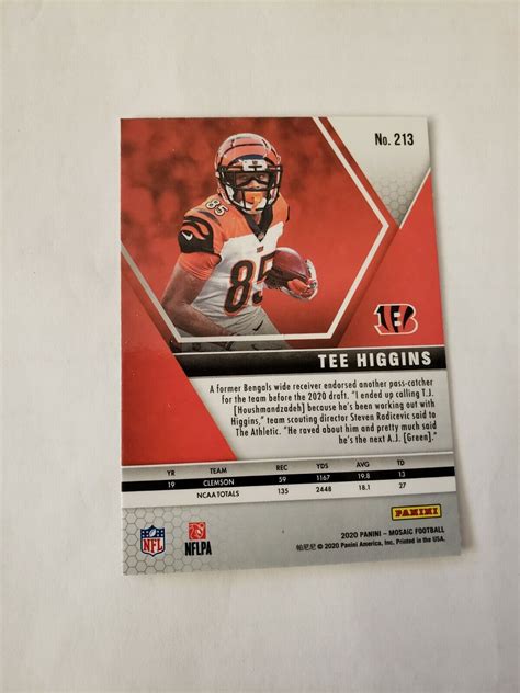 Panini Mosaic Tee Higgins Rc Rookie Ebay