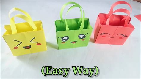 How To Make A Paper Bag With Handles Origami Paper Bag Origami Gift