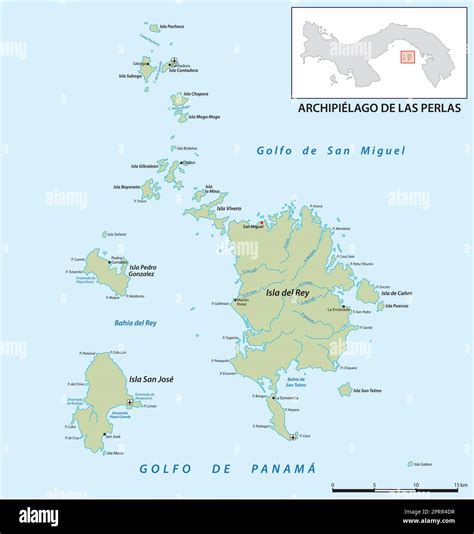 Vector Map Of The Panamese Archipelago Pearl Islands In The Gulf Of