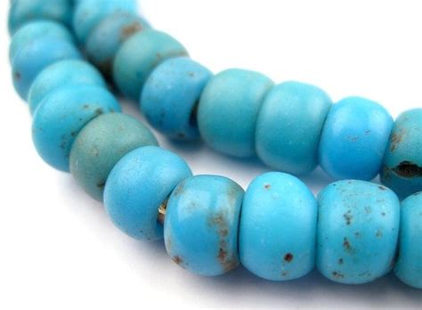 Antique Venetian Blue Padre African Trade Beads Strand Padr Rnd Blu