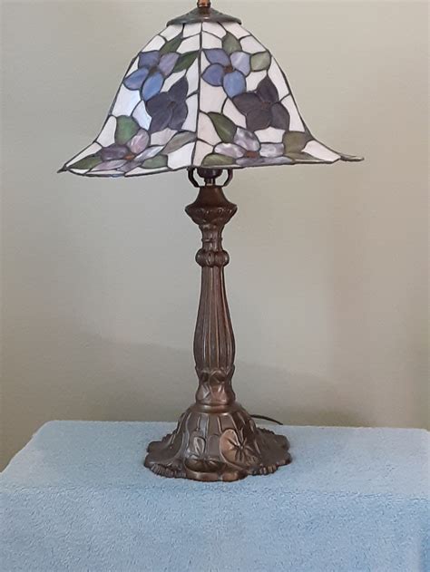 Stained Glass Lamp Dale Tiffany Floral Motif Accent Etsy