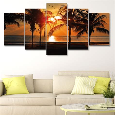 Quadro Decorativo Mosaico Por Do Sol Praia Coqueiro X Elo