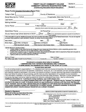 Fillable Online Www2 Tvcc CE Registration Form Rev 08 08 Fax Email