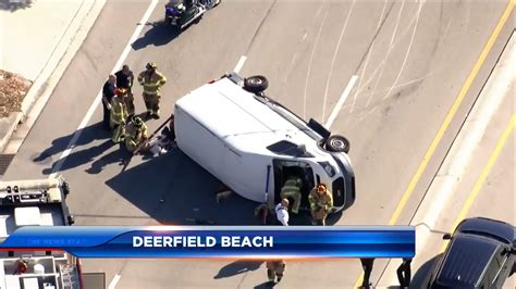 Driver Extricated After Van Rolls Over After Crash In Deerfield Beach