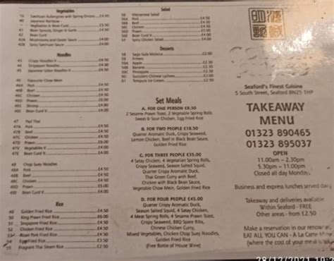 Golden Palace Seafords Full Menu Online