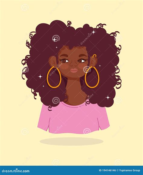 Moça Africana Retrata Linda Personagem De Desenho Animado Ilustração do