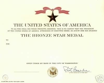 BRONZE STAR MEDAL CERTIFICATE - ORIGINAL REPLACEMENT | #26922478