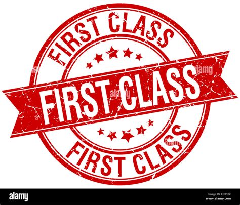 First Class Grunge Retro Red Isolated Ribbon Stamp Stock Photo Alamy